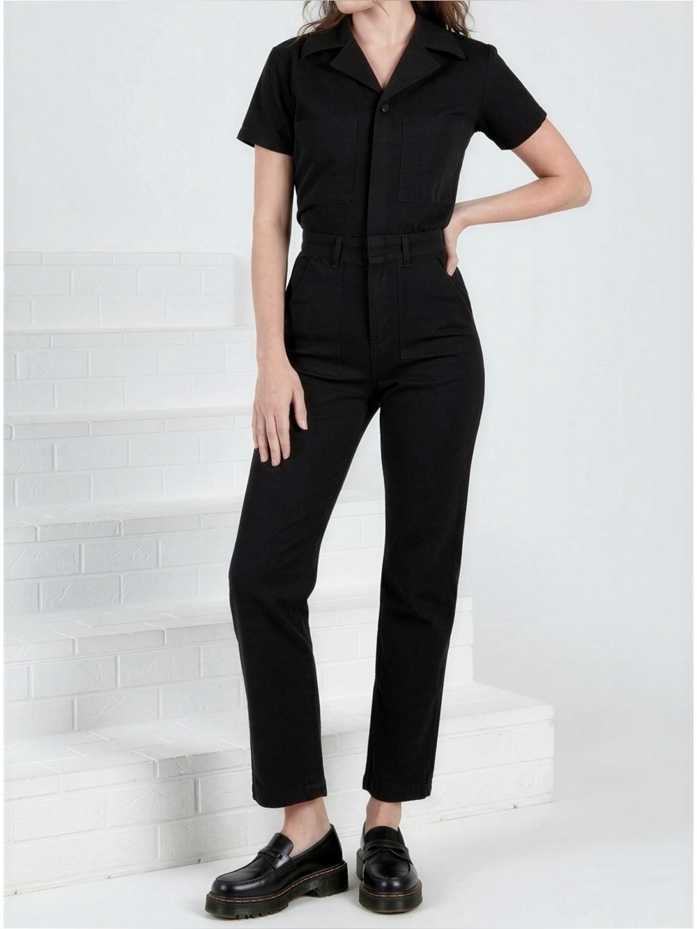 BIG BUD PRESS Short Sleeve Jumpsuit, Basic Black, XS